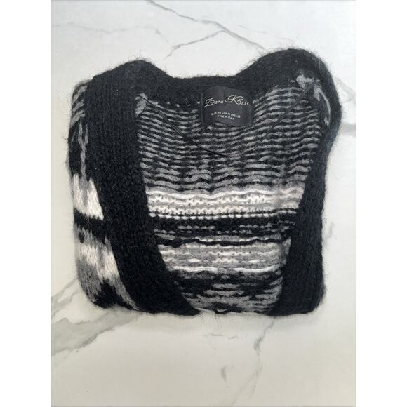 Lara Knit Cardigan Sweater Sz M Black Open Front Knit Mohair Blend Made in Italy - Picture 16 of 16